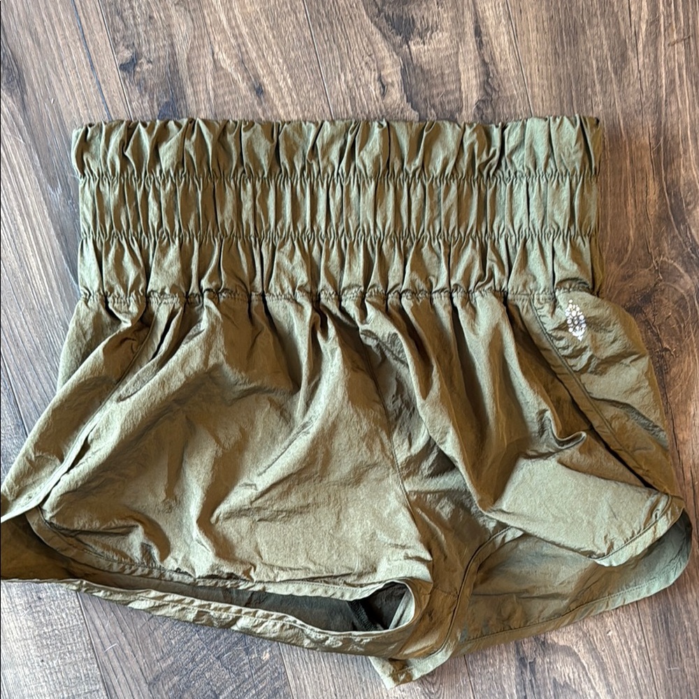 Free People Movement Olive Green High-Waisted Shorts